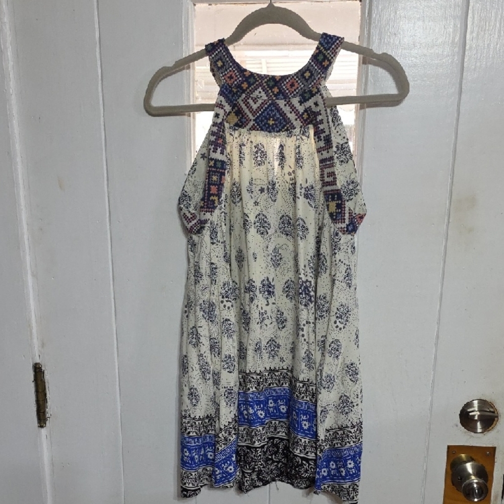 Umgee USA Women's Dress Southwest Tapestry Trimmed Neckline Lightweight Sz M EUC